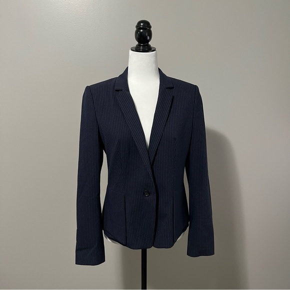 HUGO Hugo Boss Regular Fit Single Breasted Midnight Blue Pinstripe Blazer - Picture 1 of 15